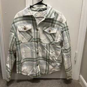 Aeropostale Green and Cream Plaid Jacket